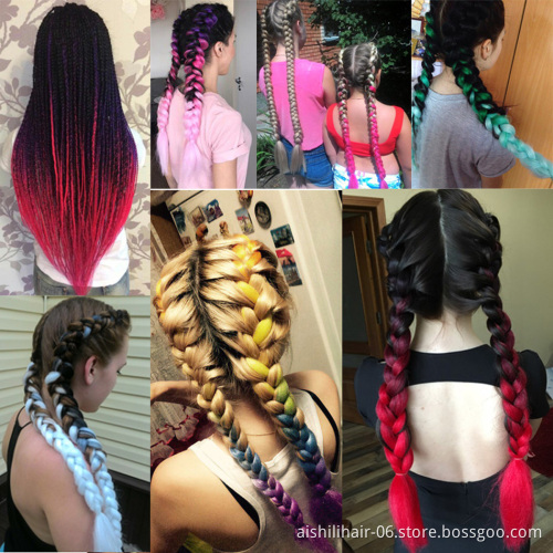 Three-Color Jumbo Braiding Hair 100g 24 Inches Ultra Expression crochet Braid Hair Extension Synthetic Hair Factory Wholesale